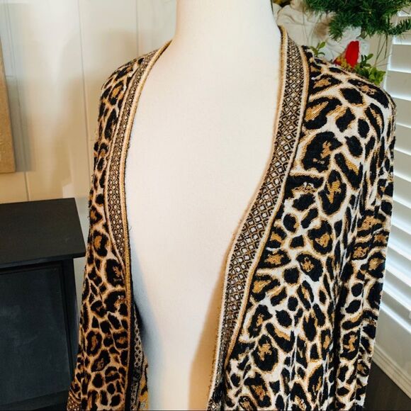 Chicos Oversized Animal Print Long Coatigan Cardigan Sweater size M - Picture 3 of 10